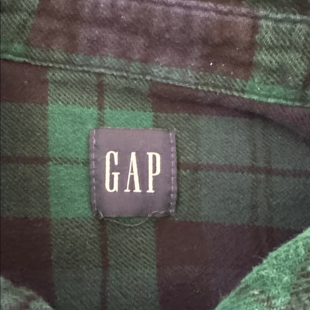 GAP Women’s  Green and Blue Blackwatch Plaid Shirt - Picture 2 of 3
